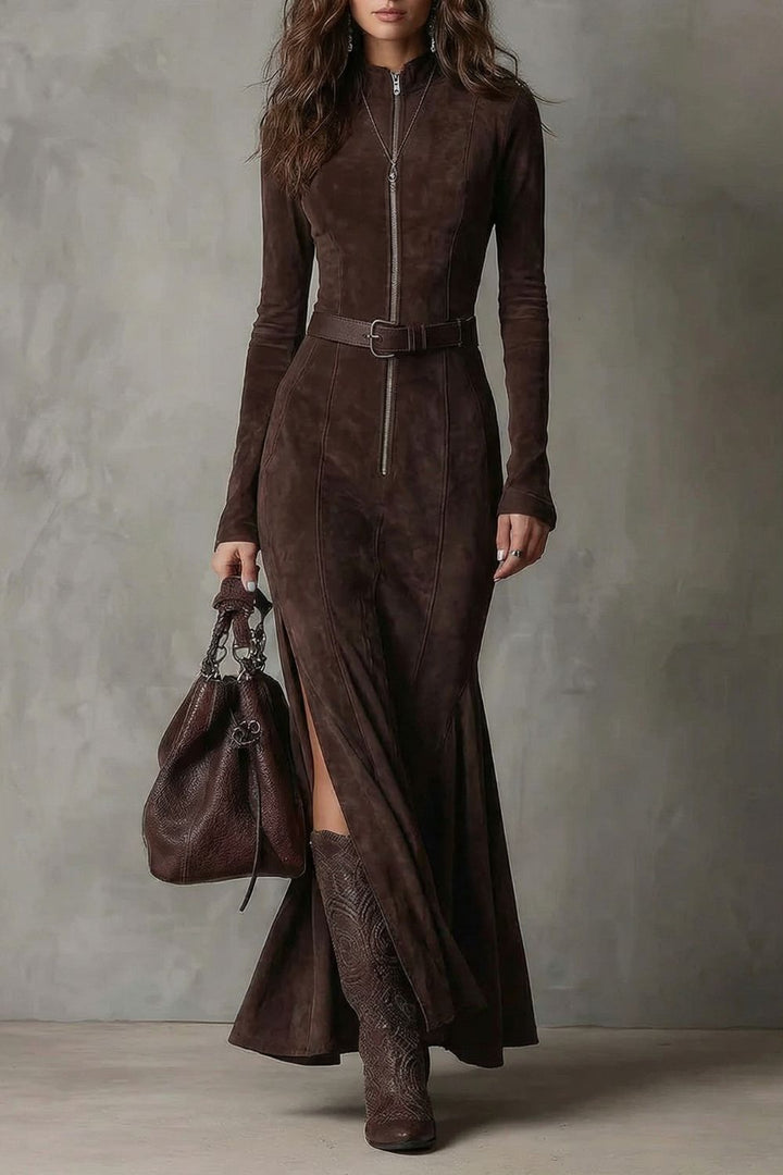 Raviona – Suède Stijl Maxi Ritsjurk met Inclusieve Riem