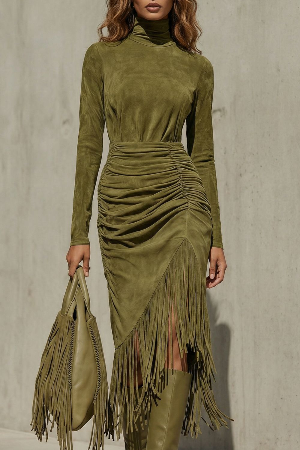 Soléna – Midi Dress with Ruffled Hem Detail