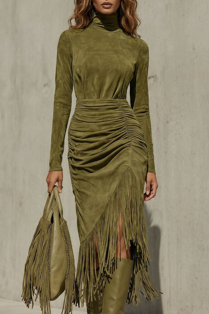 Soléna – Midi Dress with Ruffled Hem Detail