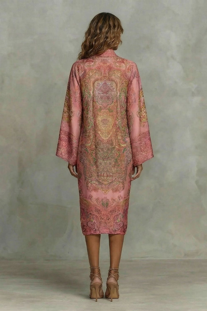 Marélienne – Baroque Floral Print – Midi Kimono Dress