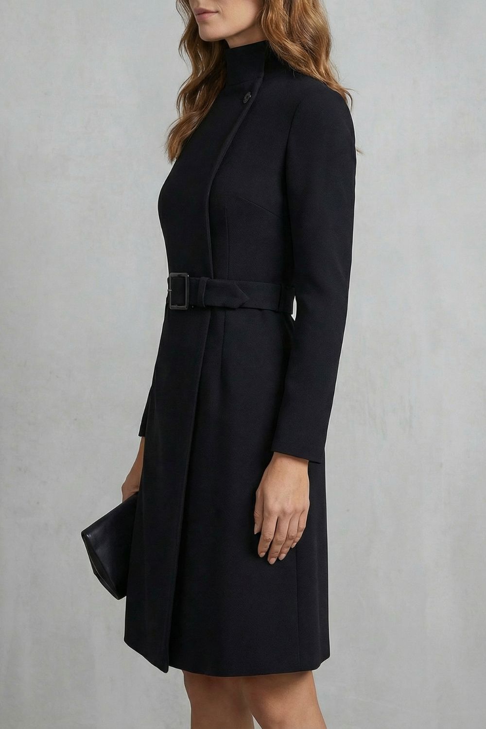 Nivara – Asymmetrical Waist Belt A-Line Midi Dress