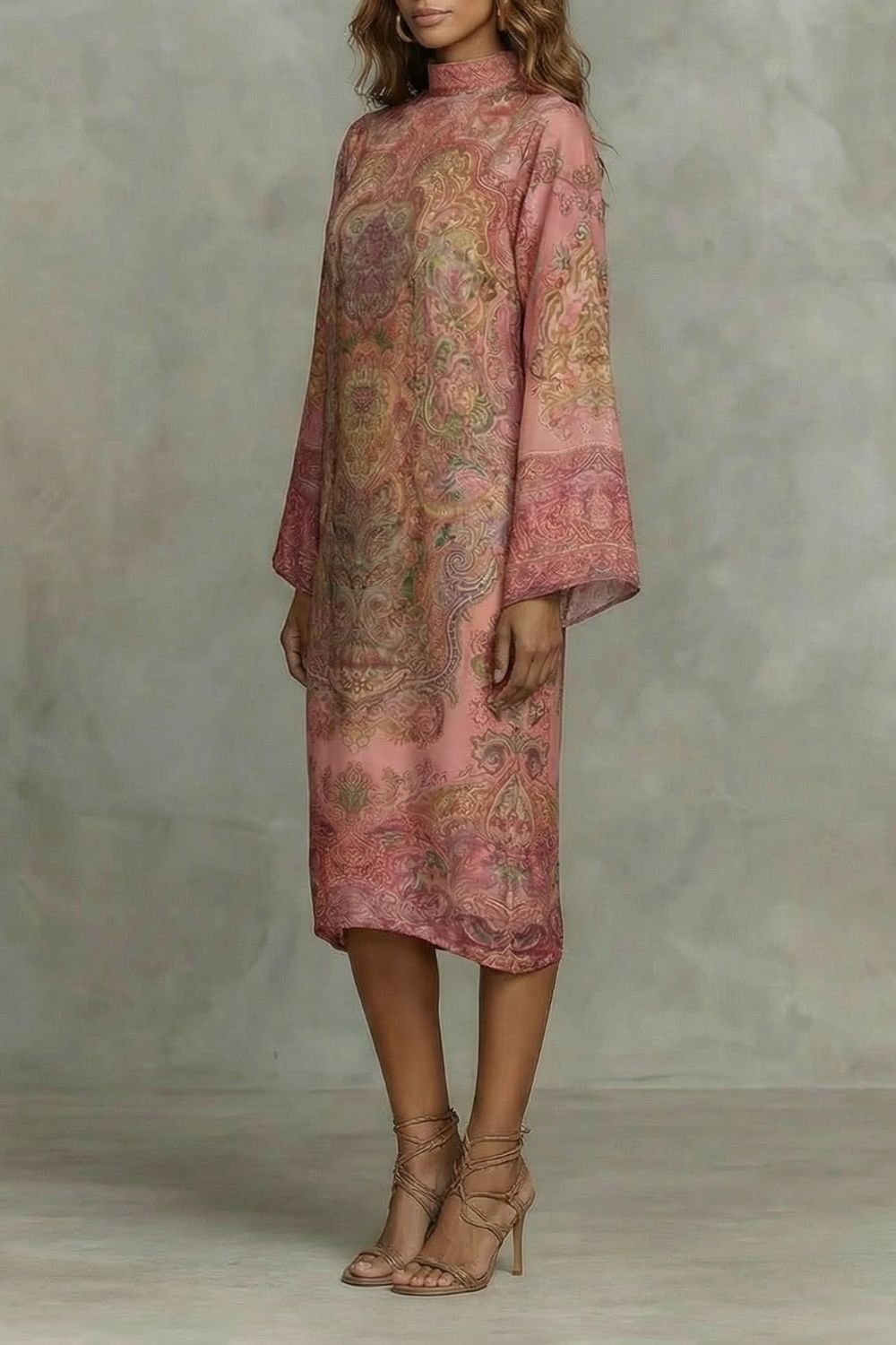 Marélienne – Baroque Floral Print – Midi Kimono Dress