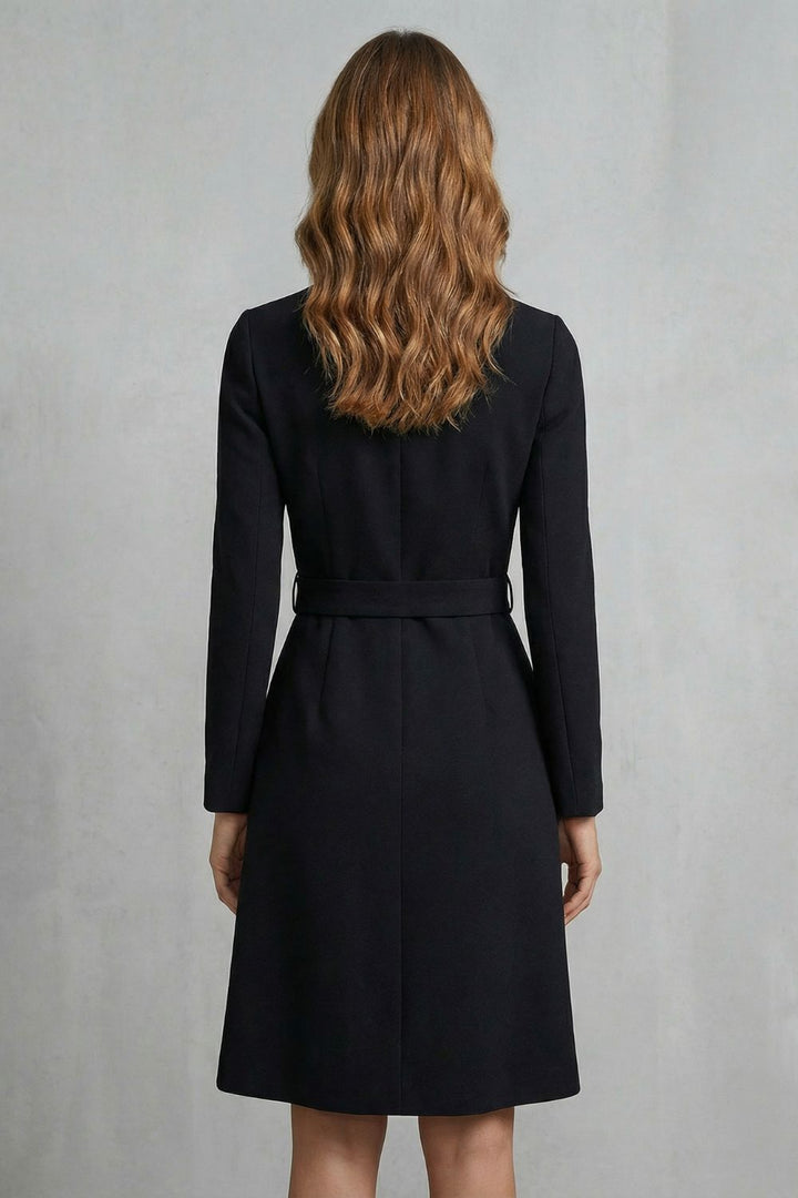 Nivara – Asymmetrical Waist Belt A-Line Midi Dress