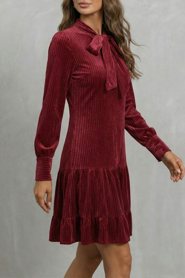 Valeriane – Strikdetail – Zachte Corduroy Mini-jurk