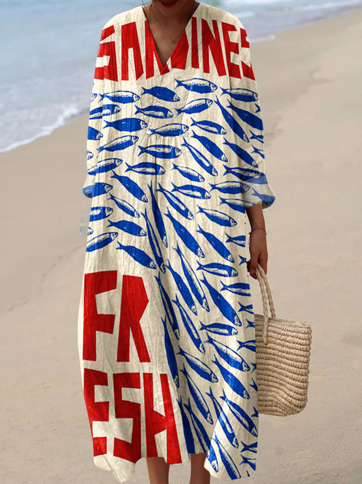 Ralina | Luchtige zomerjurk met lange mouwen